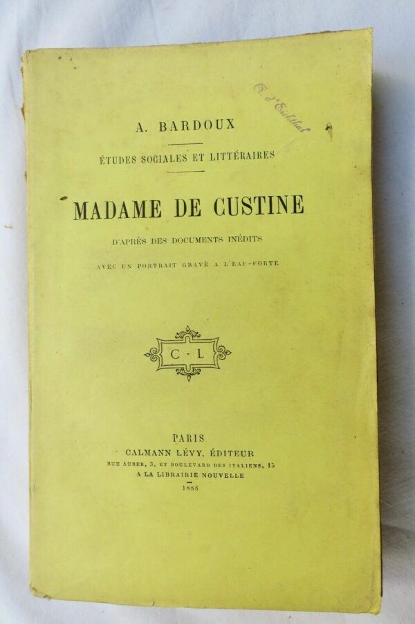 Custine  MADAME de CUSTINE 1888