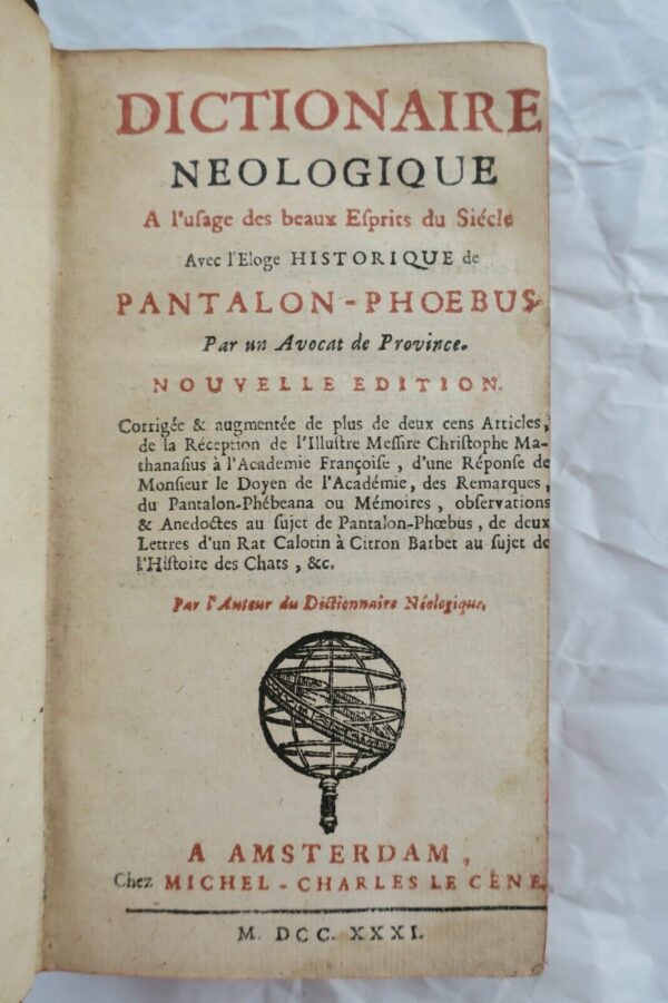 Dictionnaire Néologique à l'usage des beaux esprits du siècle 1731