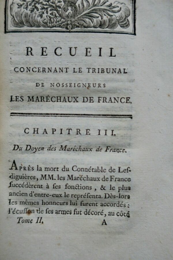 Droit Recueil concernant le tribunal de nos seigneurs les maréchaux 1784 – Image 7