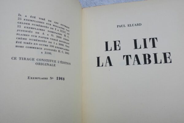 ELUARD, Paul LE LIT LA TABLE. 1944 – Image 6