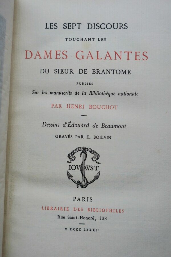 Erotique BRANTÔME LES SEPT DISCOURS dames galantes 1882 – Image 5