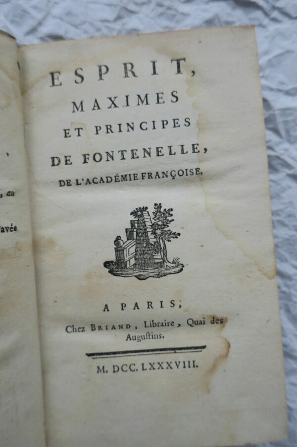 Fontenelle. ESPRIT, MAXIMES ET PRINCIPES de Fontenelle 1788 – Image 3