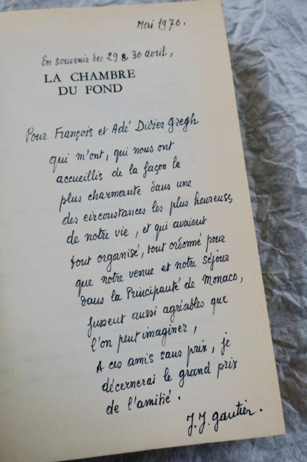 GAUTIER, Jean-Jacques La chambre du fond + dédicace