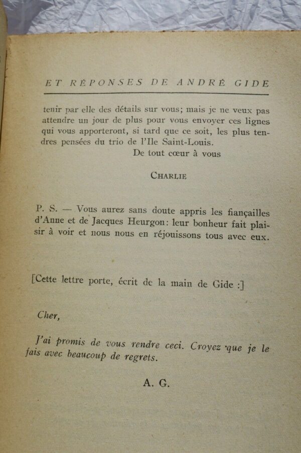 GIDE André & DU BOS Charles Lettres de Charles du Bos et réponses de André Gide – Image 5