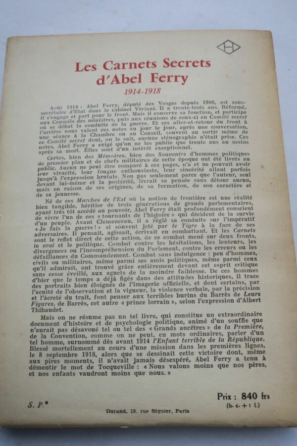 Guerre 14-18 CARNETS SECRETS 1914-1918 D'ABEL FERRY + dédicace – Image 9