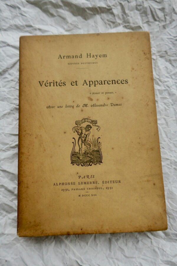 Hayem  DUMAS Oeuvres posthumes. Vérité & apparences 1891 – Image 3