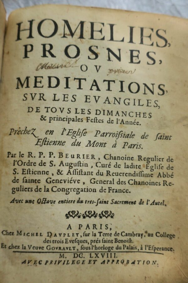 Homelies, prosnes ou méditations sur les Evangiles 1668