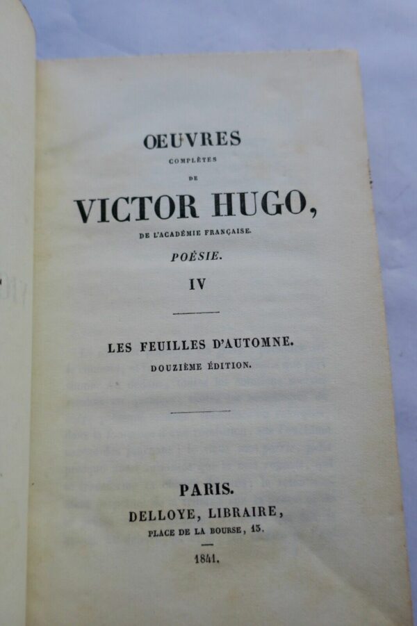 Hugo (Victor) Poésie IV. Les feuilles d'automne. Delloye, Paris, 1841 – Image 3