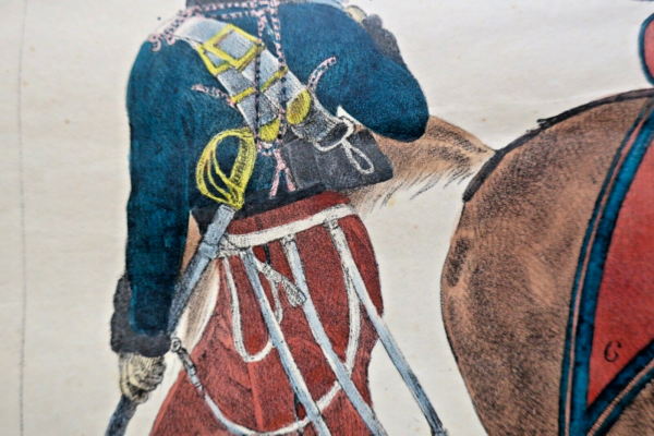 Hussard uniforme du 6e régiment de Huss  39x55,5 cm lithographie Ch. Aubry Mo.. – Image 5