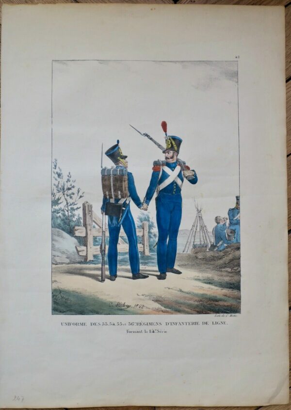 Infanterie de ligne  39x55,5 cm lithographie Ch. Aubry