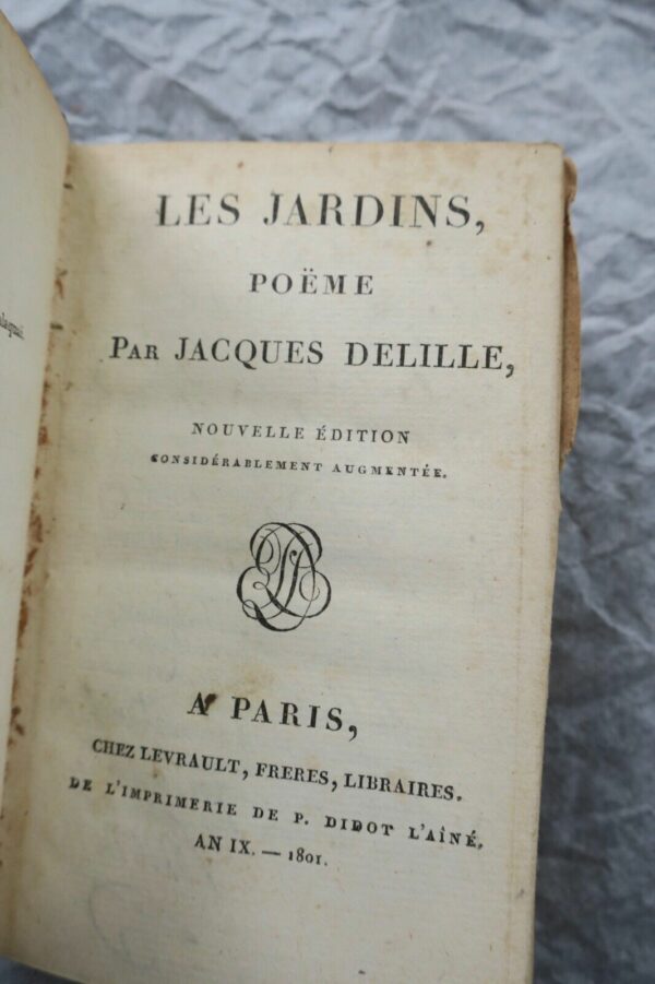 JARDIN DELILLE Les Jardins, ou l'art de l'embellir les paysages 1801 – Image 4