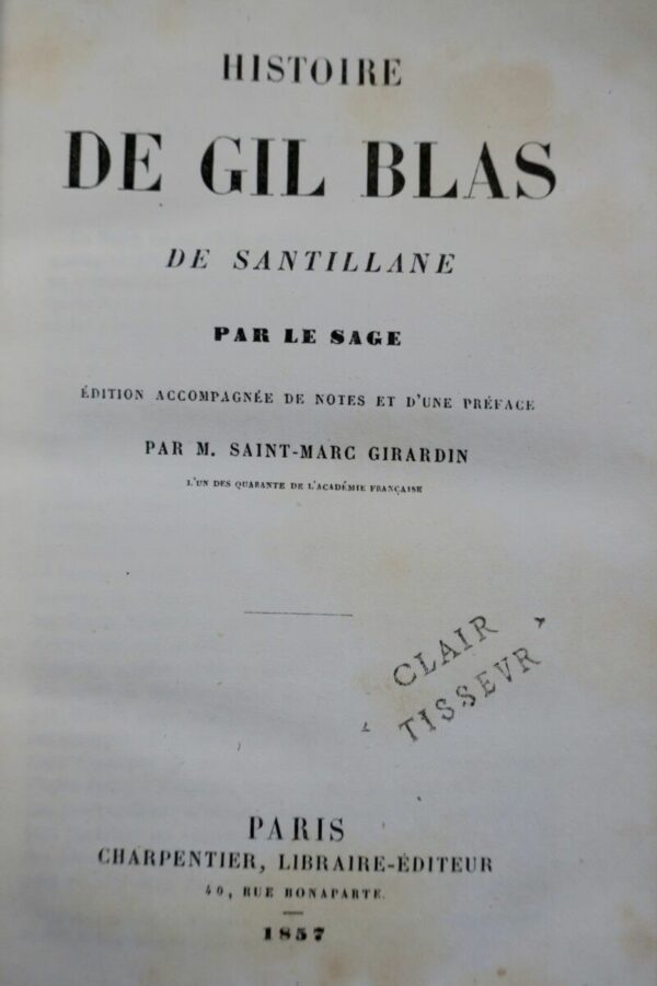 Le Sage Histoire de Gil Blas de Santillane 1857 – Image 3