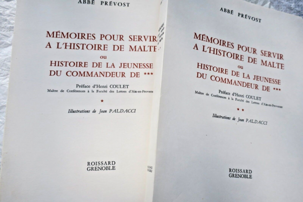 MALTE ABBE PREVOST MEMOIRES POUR SERVIR A L'HISTOIRE DE MALTE OU HISTOIRE DE LA