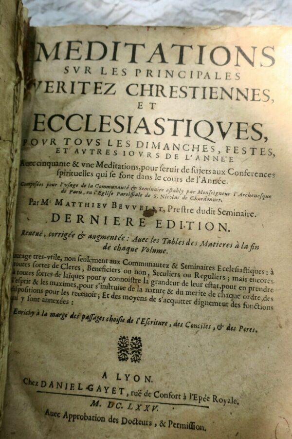 MEDITATIONS SUR LES PRINCIPALES VERITEZ CHRESTIENNES ET ECCLESIASTIQUES 1675 – Image 3