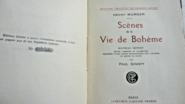 MURGER H. Scenes De La Vie De Bohème   ex sur Lafuma – Image 3