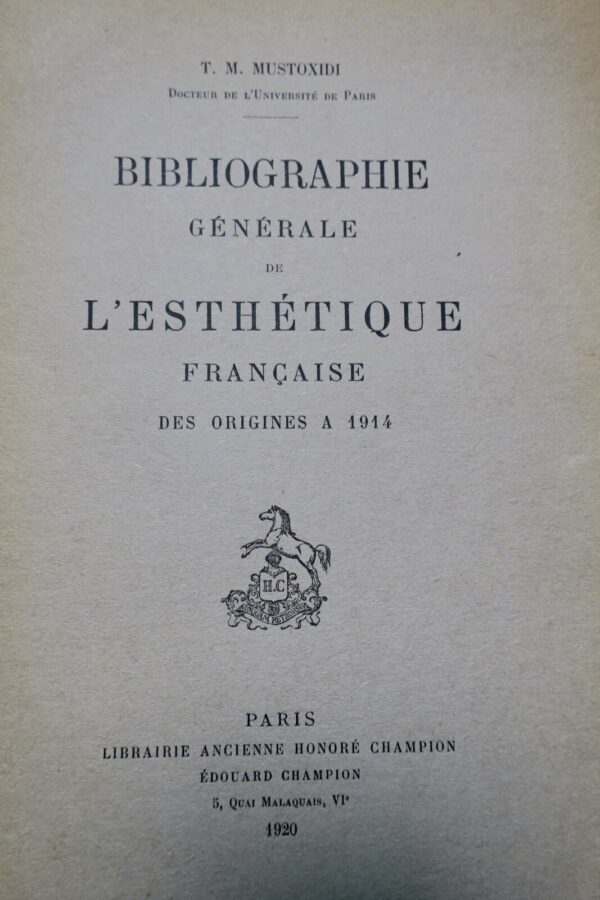 MUSTOXIDI Histoire de l'esthétique française 1700-1900