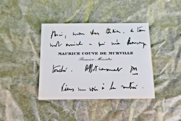 Maurice Couve de Murville carte autographe