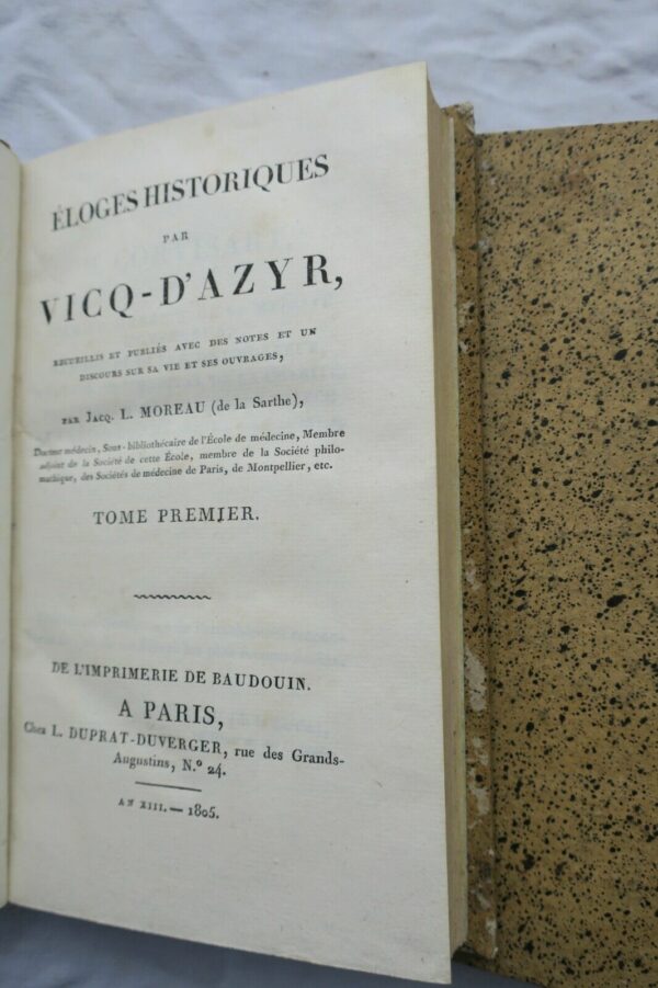 Médecine Eloges historiques par Vicq-d'Azyr 1805 – Image 3