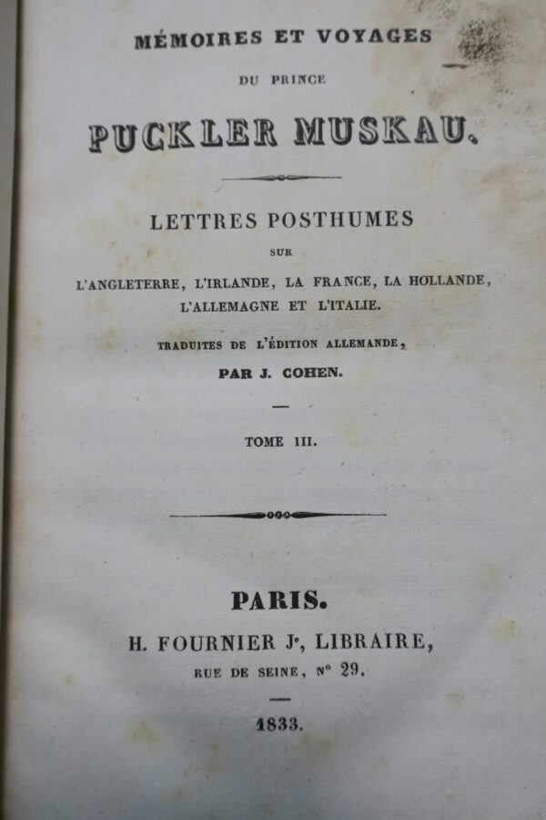 Mémoires et voyages du Prince Puckler Muskau 1833 – Image 4