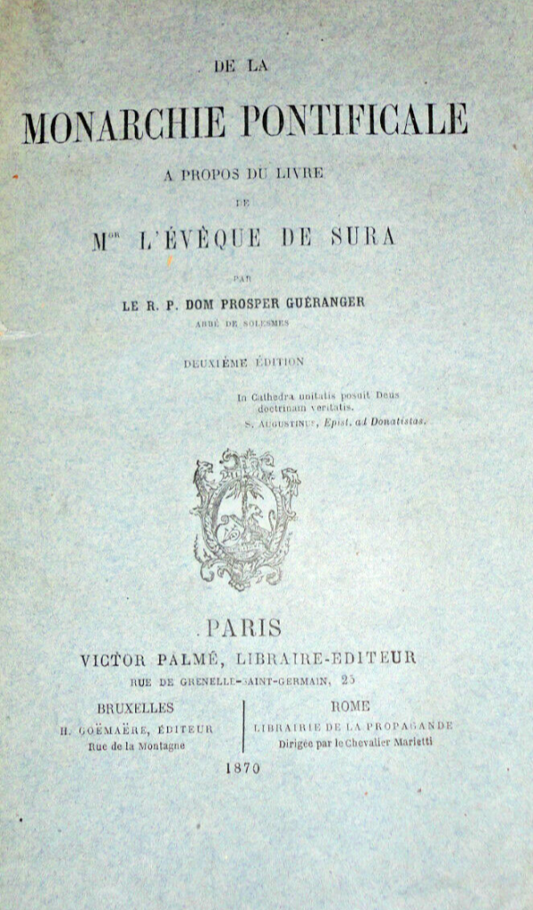 Monarchie pontificale a propos du livre de Mseigneur l'évèque de Sura 1870