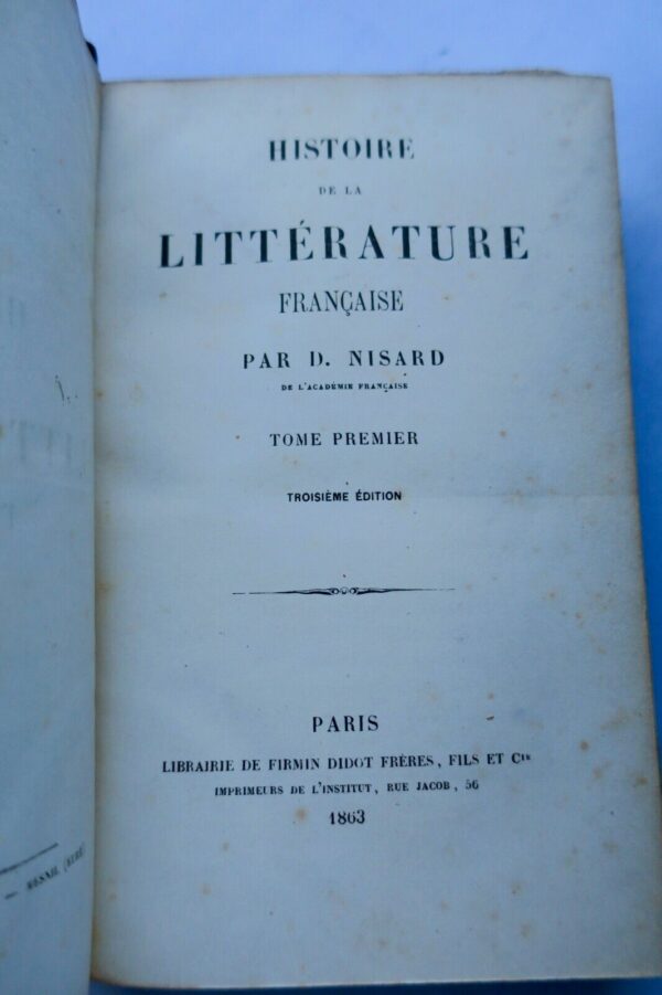 NISARD D. Histoire de la Littérature Française 1863 – Image 3