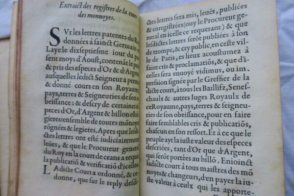 Or & argent Ordonnances du Roy contenant le pois & pris des especes d'or & 1561 – Image 9