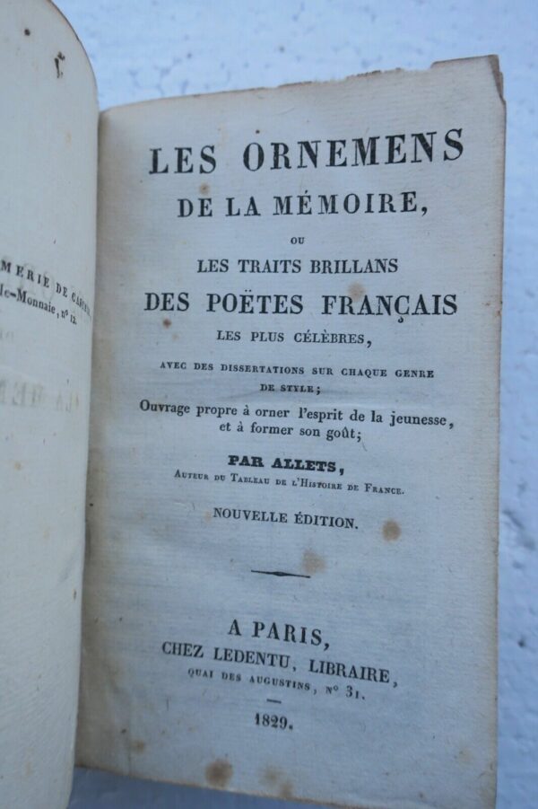 Ornemens de la mémoire, ou Les traits brillans des poëtes français 1829 – Image 7