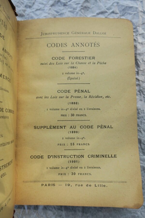 PRESSE code de la presse 1911 DALLOZ – Image 7