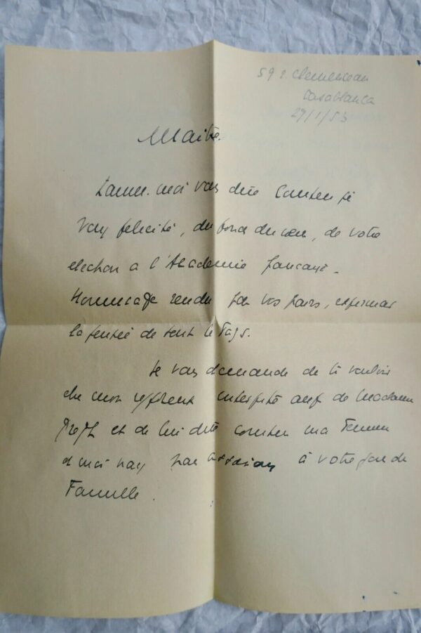 Pierre Lyautey belle lettre autographe manuscrite