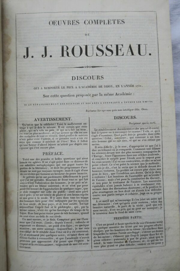 ROUSSEAU Oeuvres complètes  en 2 vol.1826 petite typographie – Image 4