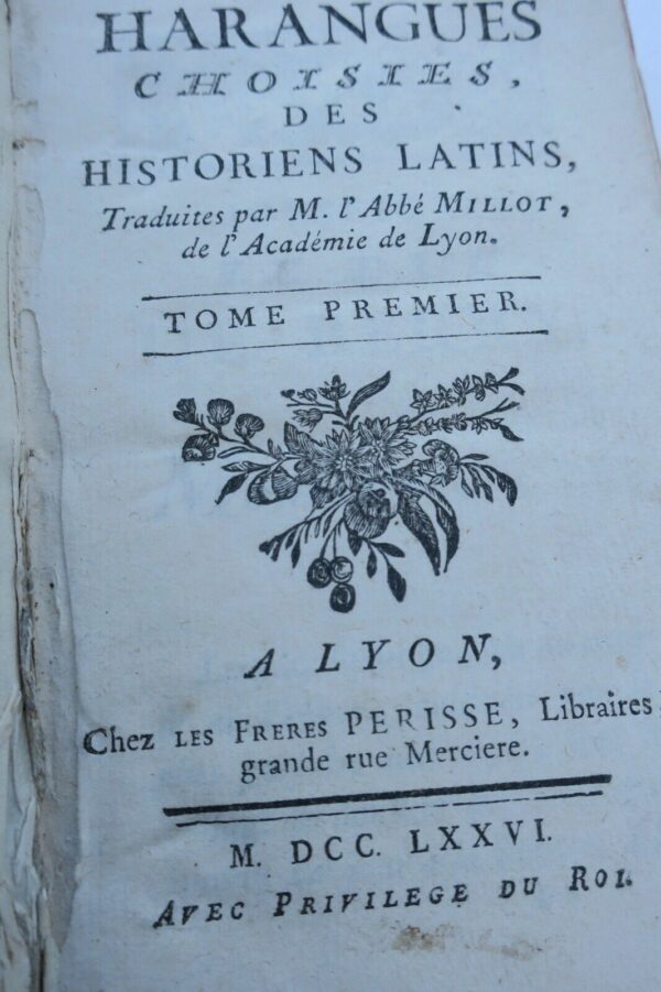 SALLUSTE - TITE-LIVE - MILLOT abbé Harangues choisies des historiens latins 1776 – Image 4