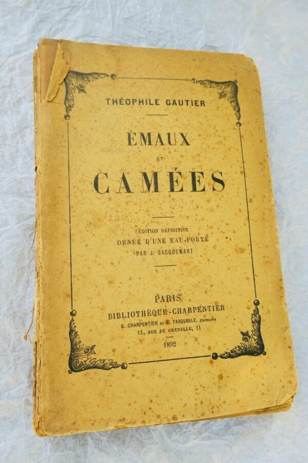 Theophile Gautier EMAUX ET CAMEES. Edition definitive Avec-une eau-forte – Image 3