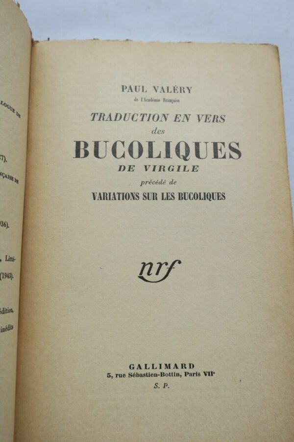 VALERY PAUL TRADUCTION EN VERS DES BUCOLIQUES DE VIRGiLE SP – Image 8