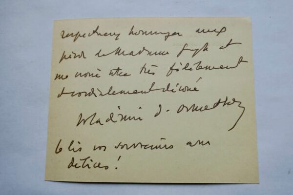 Vladimir d'Ormesson carte autographe manuscrite & signée – Image 3