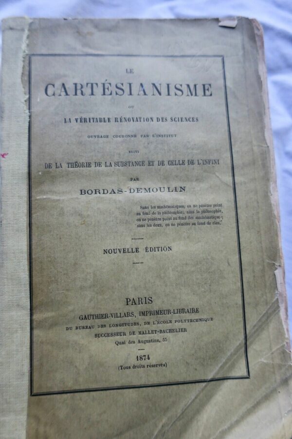 cartésianisme ou la véritable rénovation des sciences 1874