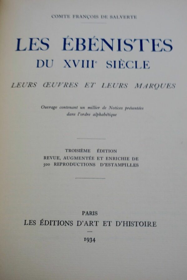 ébénistes du XVIIIe siècle, leurs oeuvres et leurs marques 1934 – Image 9