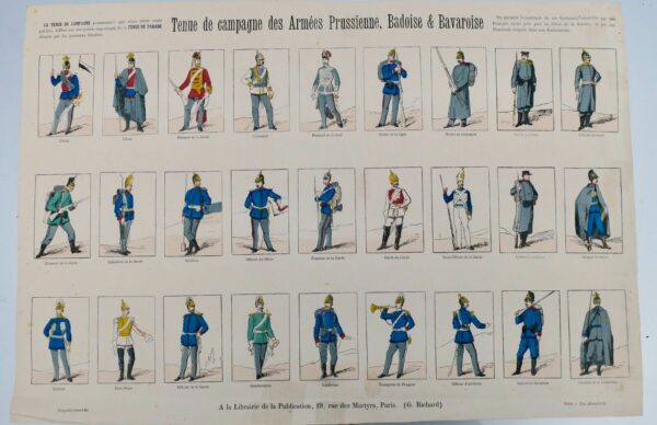 1870 tenue de campagne des armées prussienne, badoise & bavaroise 59 x 40 cm