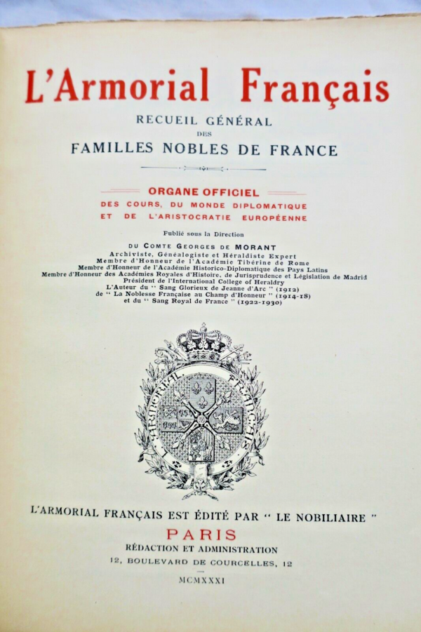 Armorial Français. Recueil général des familles nobles Morant 1931 – Image 9