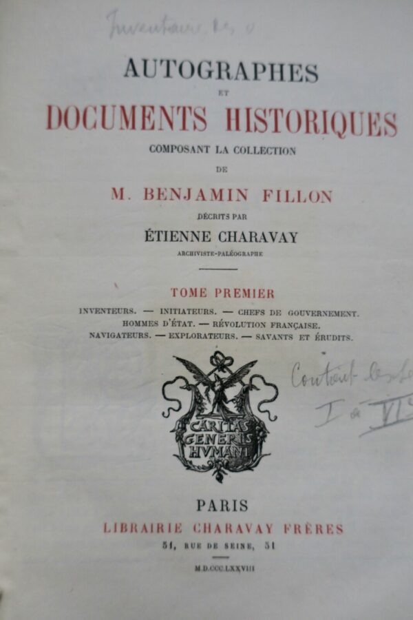  Autographes et des documents historiques composant la collection Fillon 1878 – Image 3