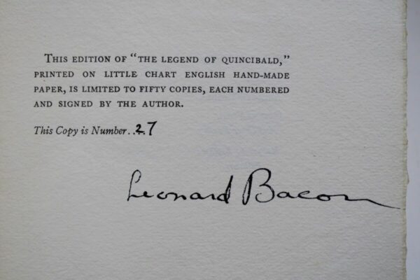 BACON, Leonard The Legend of Quincibald signed – Image 4