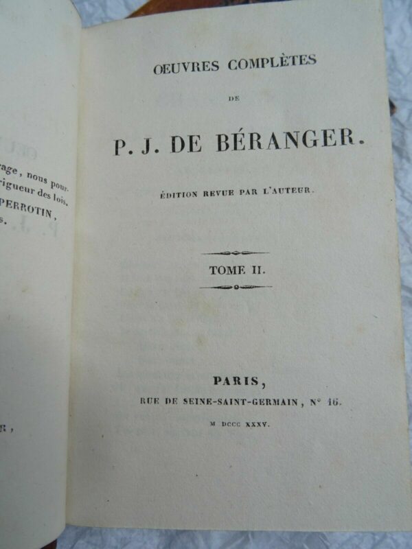 BERANGER. Oeuvres complètes de P.-J. Béranger 1835 – Image 7