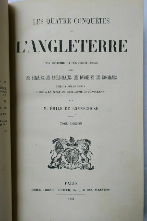 BONNECHOSE quatre conquêtes de l'Angleterre 1852 – Image 3