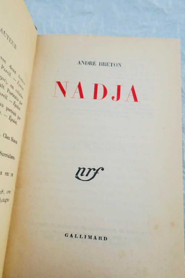 BRETON (André). Nadja. Gallimard, Paris, 1945 – Image 3