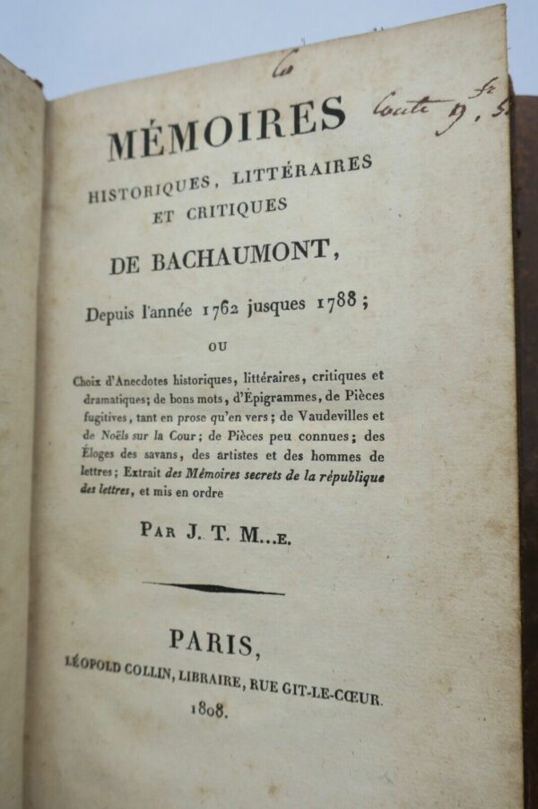 Bachaumont, Louis Petit de Mémoires historiques, littéraires et critiques – Image 4