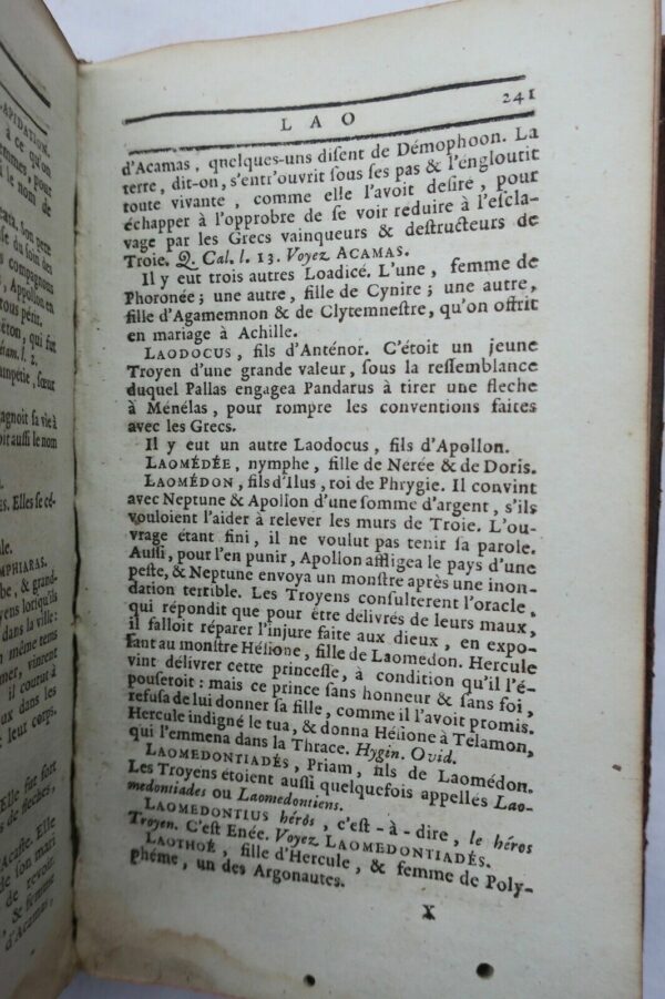 CHOMPRÉ  DICTIONNAIRE ABRÉGÉ DE LA FABLE. Pour l'Intelligence 1772 – Image 3