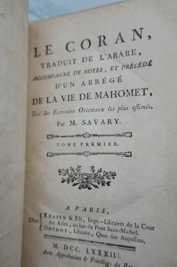 CORAN SAVARY  Le Coran, traduit de l'arabe 1783 – Image 9