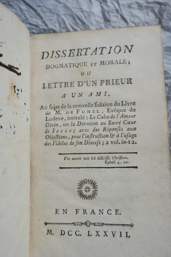 DISSERTATION DOGMATIQUE ET MORALE, OU, LETTRE D'UN PRIEUR A UN AMI 1777 – Image 7