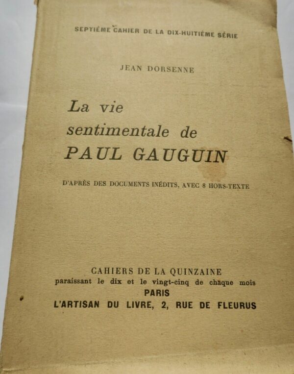 Dorsenne Jean La vie sentimentale de Paul Gauguin Cahiers de la quinzaine – Image 3