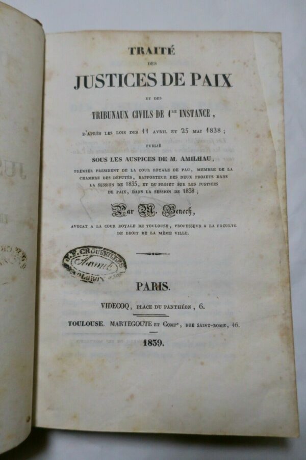 Droit traité des justices de paix et des tribunaux civils 1839 – Image 3