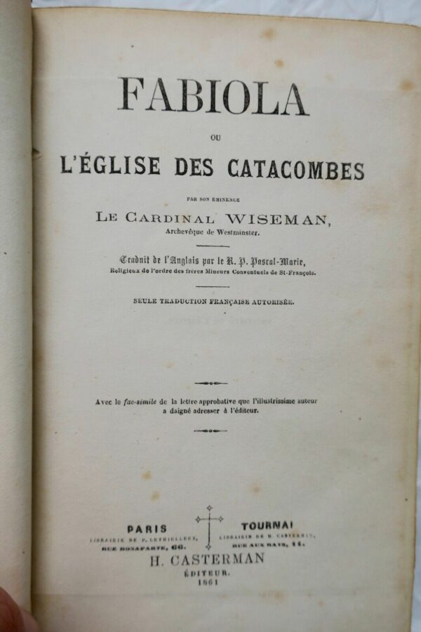 FABIOLA OU L'EGLISE DES CATACOMBES  reliure + lettre – Image 8